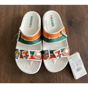 Crocs 7Eleven x Classic Two-Strap Slide White Slip On 208271-100 5 Mens/7 Womens